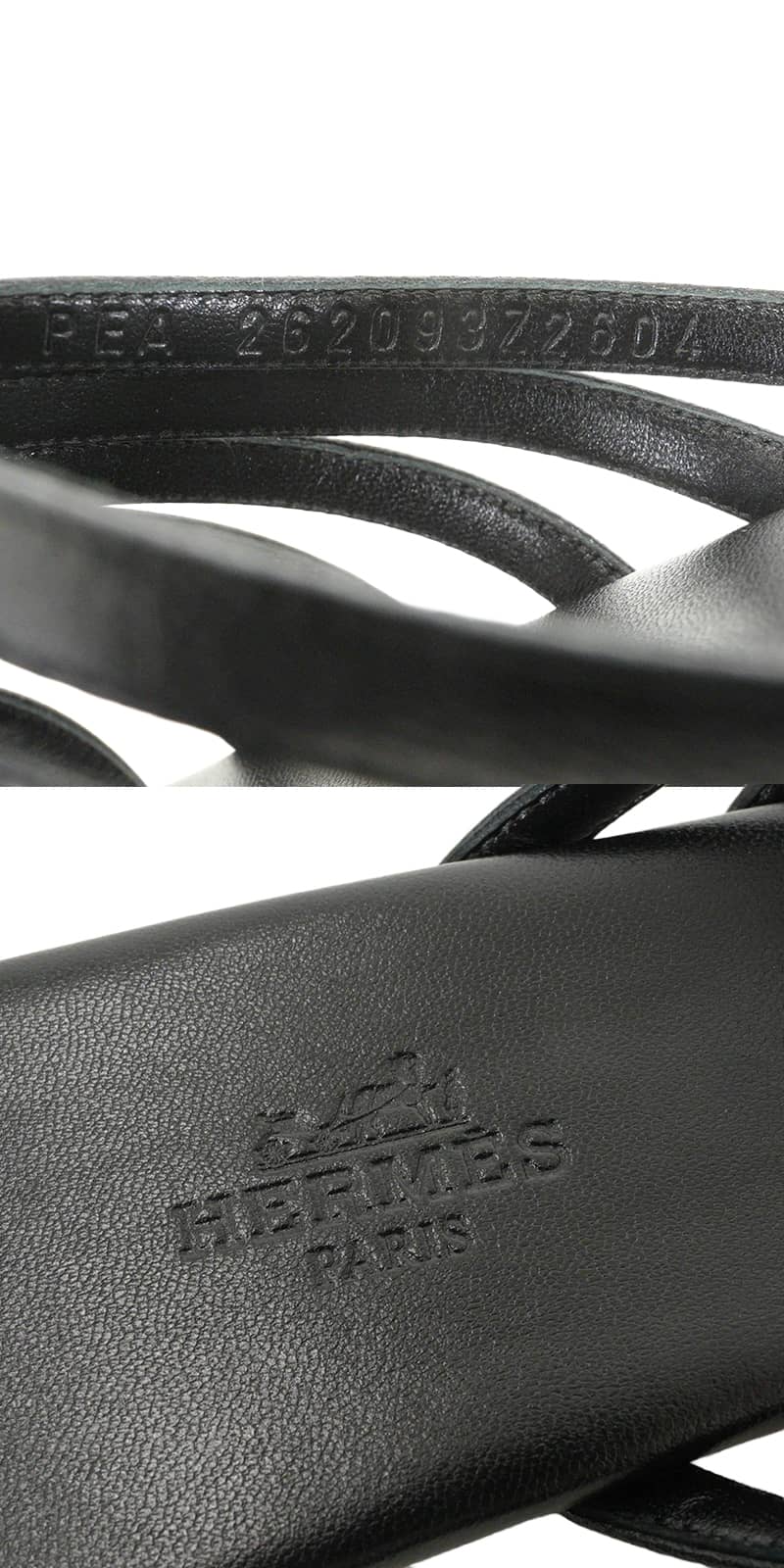 HERMES sandals Noria Chaine d'Ancre Noir (Black) Chevre #38 H262093Z 02350[EXCELLENT][Authentic]