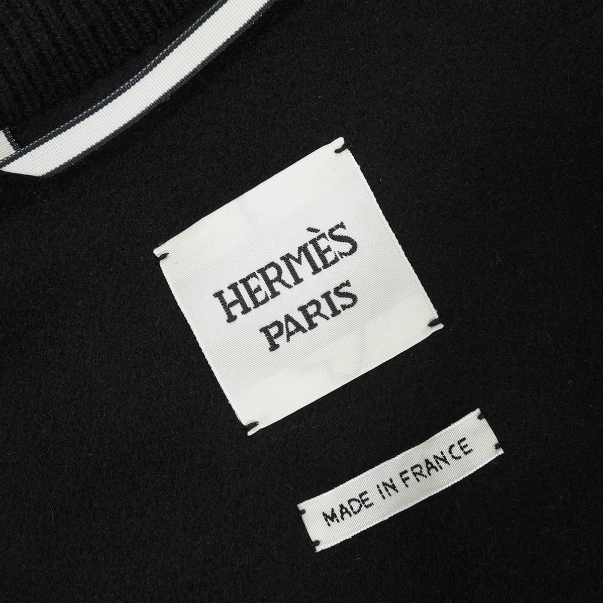 HERMES Vests Women's Sellier Button Noir (Black) Cashmere/Nylon #34 Silver HW 5H0249DA[EXCELLENT][Authentic]