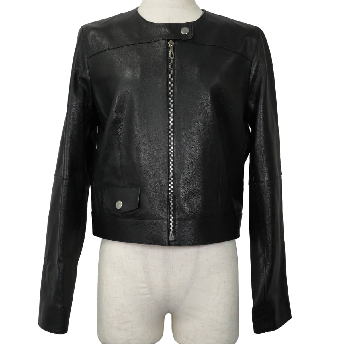 2026SS HERMES Plainly colored jacket Women's Clou de Selle Biker Noir (Black) Chevre Grene #36 Silver HW H6E1238D7[BRAND NEW][Authentic]