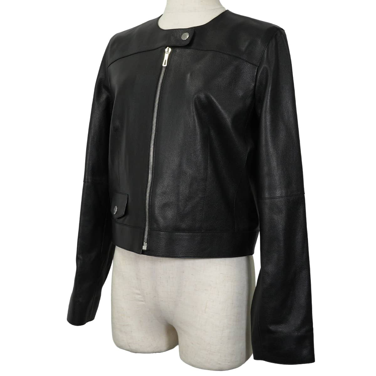 2026SS HERMES Plainly colored jacket Women's Clou de Selle Biker Noir (Black) Chevre Grene #36 Silver HW H6E1238D7[BRAND NEW][Authentic]