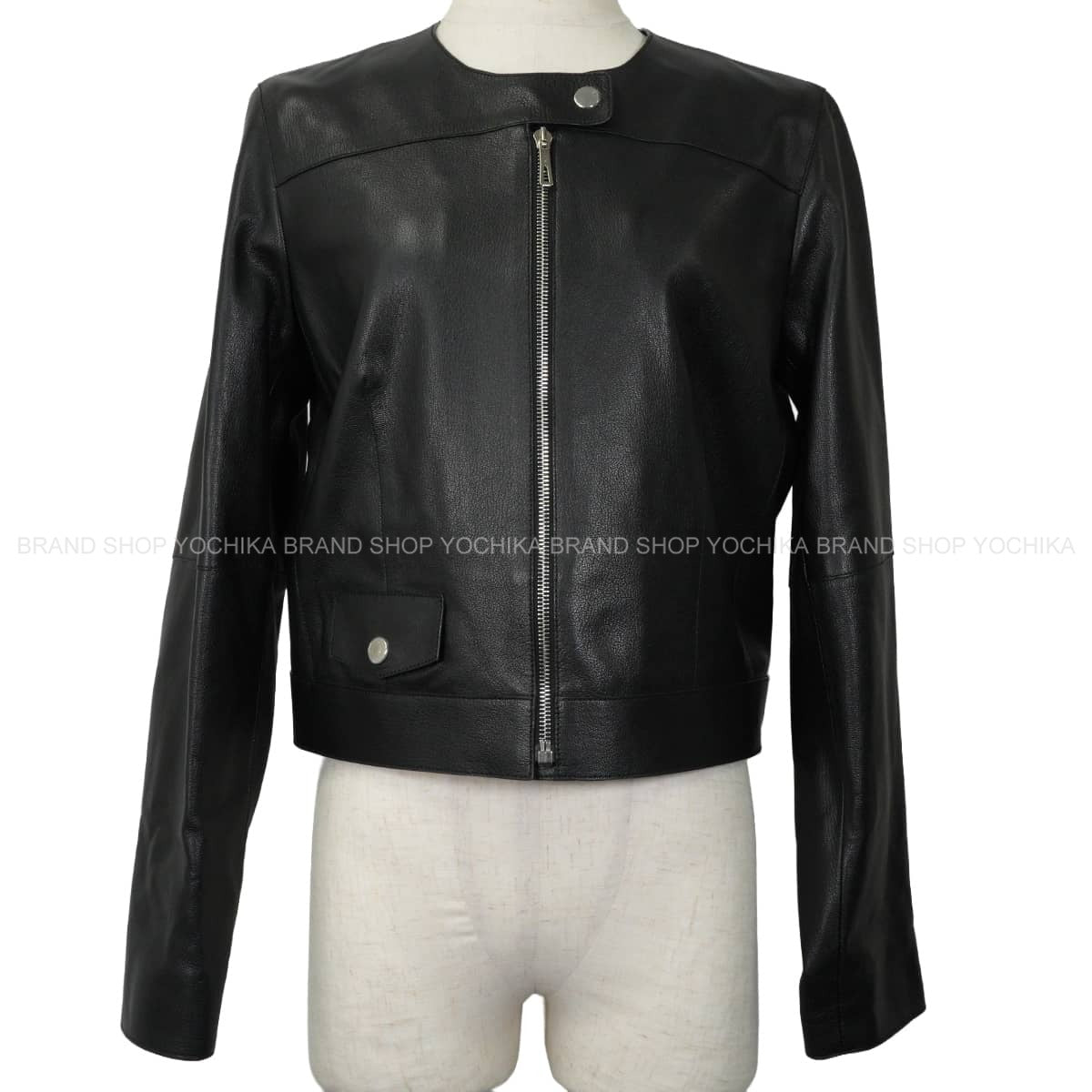 2026SS HERMES Plainly colored jacket Women's Clou de Selle Biker Noir (Black) Chevre Grene #36 Silver HW H6E1238D7[BRAND NEW][Authentic]