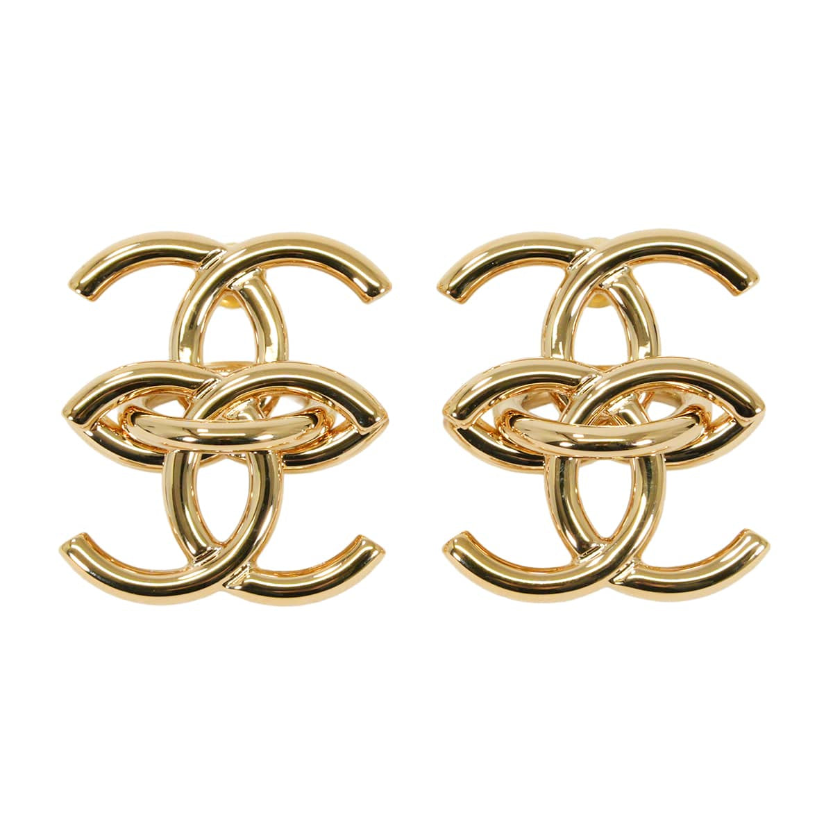 2026/27AW CHANEL pierced earring Double COCO Mark Hoop Gold Metal Champagne Gold HW ABH787[BRAND NEW][Authentic]