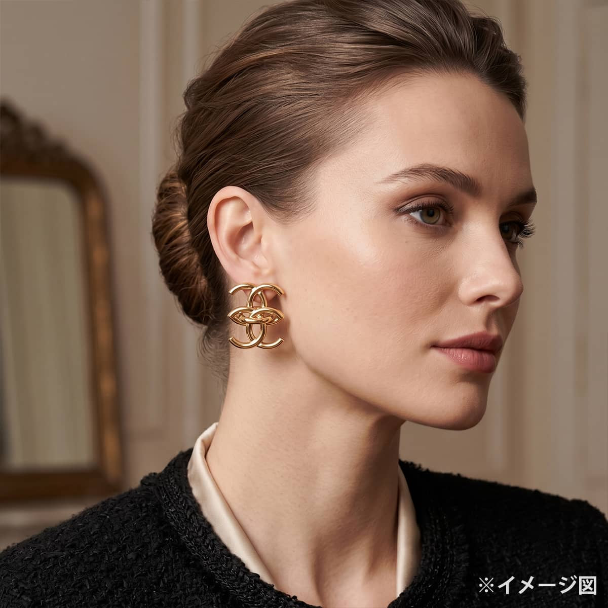 2026/27AW CHANEL pierced earring Double COCO Mark Hoop Gold Metal Champagne Gold HW ABH787[BRAND NEW][Authentic]