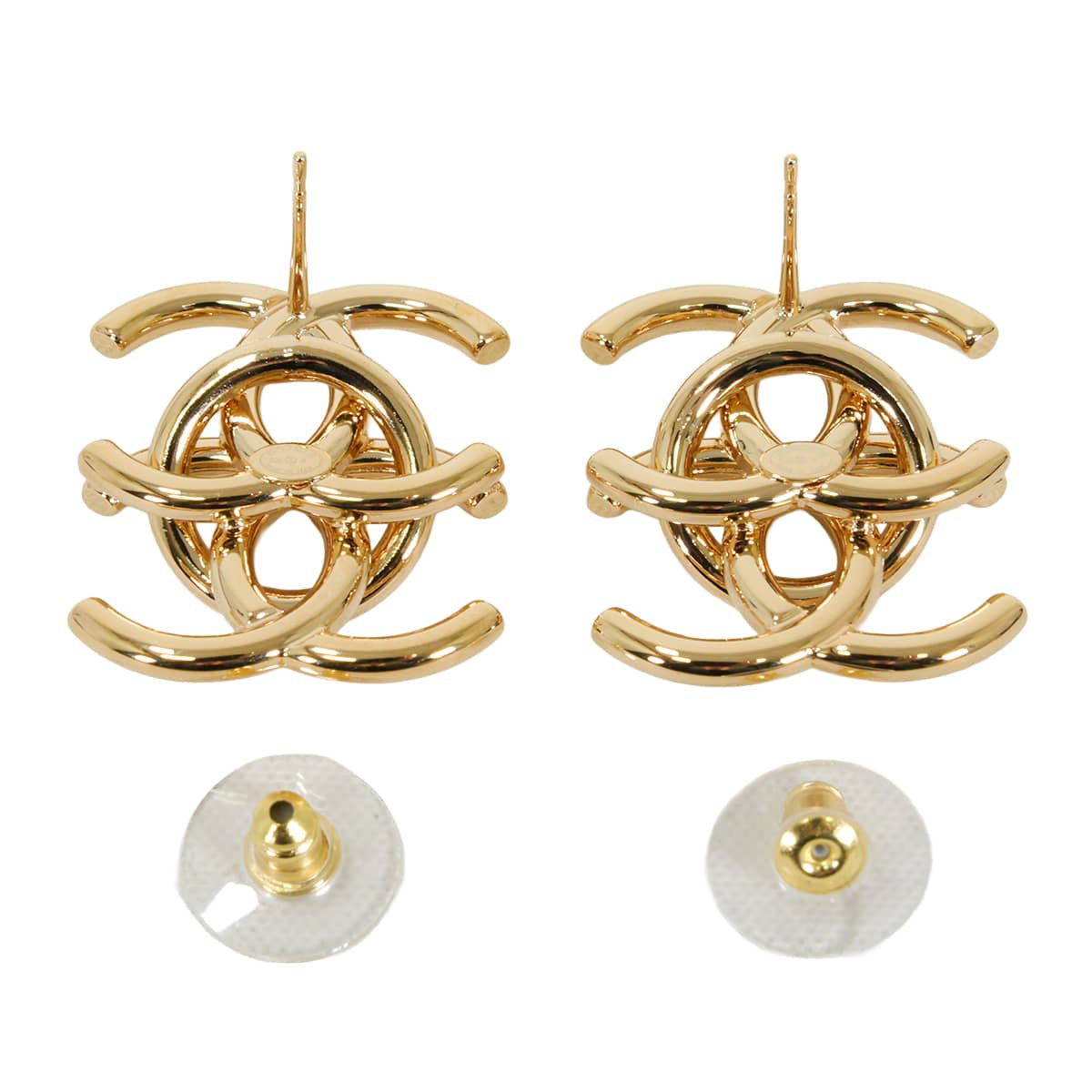 2026/27AW CHANEL pierced earring Double COCO Mark Hoop Gold Metal Champagne Gold HW ABH787[BRAND NEW][Authentic]