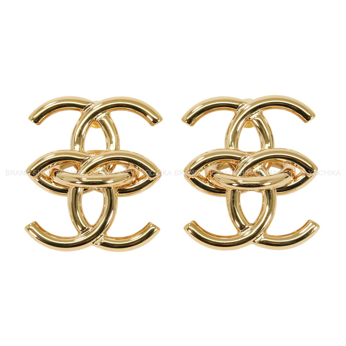 2026/27AW CHANEL pierced earring Double COCO Mark Hoop Gold Metal Champagne Gold HW ABH787[BRAND NEW][Authentic]