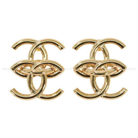 2026/27AW CHANEL pierced earring Double COCO Mark Hoop Gold Metal Champagne Gold HW ABH787[BRAND NEW][Authentic]