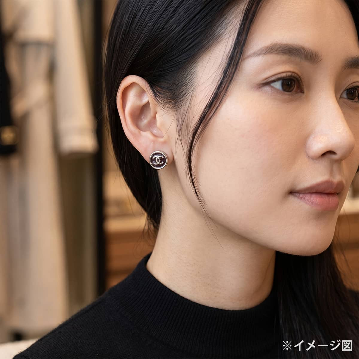 2026/27AW CHANEL pierced earring Round COCO Mark Brown Silver HW ABH779[BRAND NEW][Authentic]