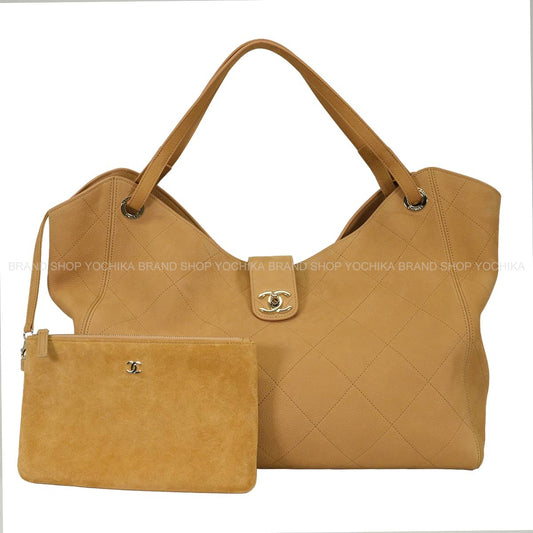 2026SS CHANEL tote bag Maxi Shopping Bag COCO Mark Matelasse Beige Grained Nubuck Calfskin Champagne Gold HW AS6146[BRAND NEW][Authentic]
