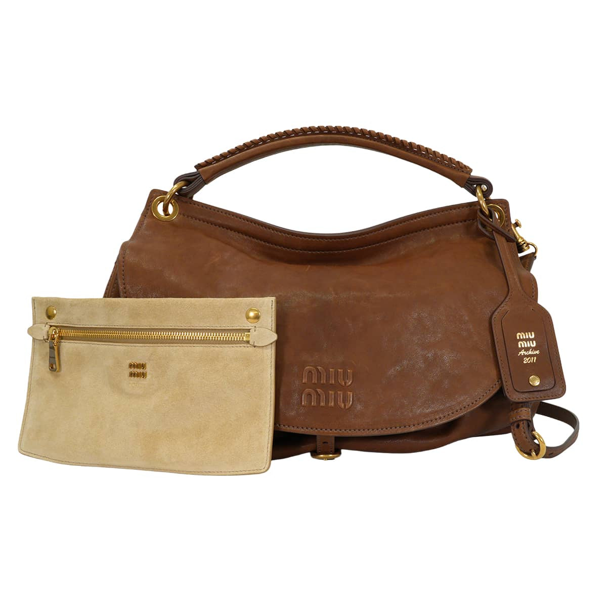 2026AW Miu Miu Shoulder bag Hobo Bag SACCARovere Nappa Aviator Antique Gold HW 5BC219[BRAND NEW][Authentic]