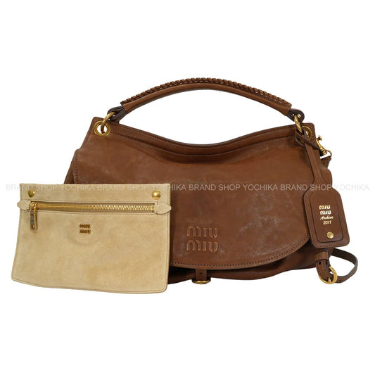 2026AW Miu Miu Shoulder bag Hobo Bag SACCARovere Nappa Aviator Antique Gold HW 5BC219[BRAND NEW][Authentic]