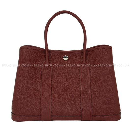 HERMES tote bag Garden Party 30 TPM Rouge H Veau Negonda Silver HW Stamp G[BRAND NEW][Authentic]