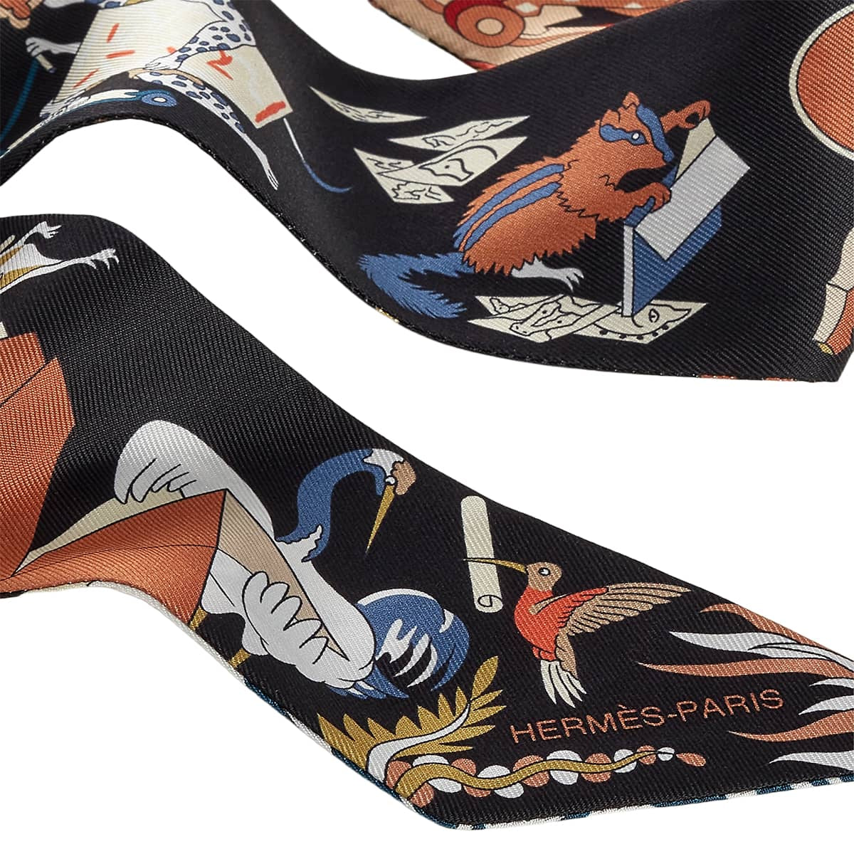 2026AW HERMES scarf Twilly Academia Hippica Noir (Black)/Blanc (White)/Terracotta Silk100%[BRAND NEW][Authentic]