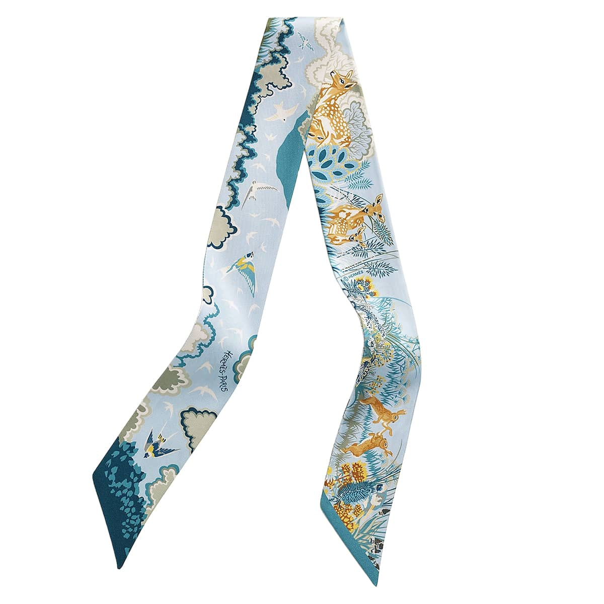 2026AW HERMES scarf Twilly Rewilding NatureBleu Ciel/Marine/Vert Silk100%[BRAND NEW][Authentic]