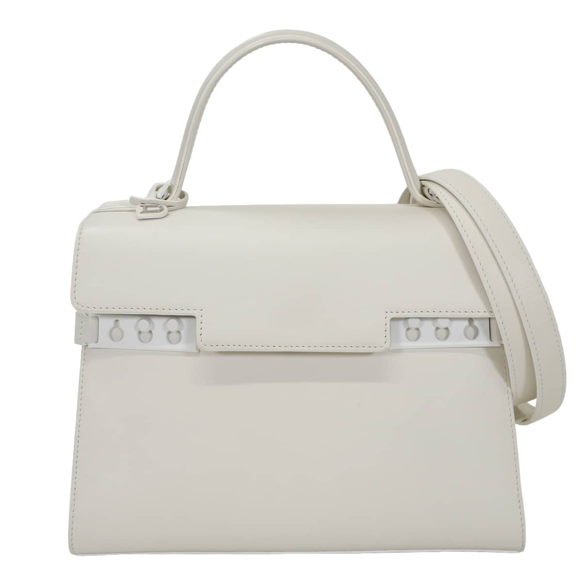 [Pre-loved] Delvaux Handbag Tempête MM Ivory calf Matte White Hardware AA0611AMF0AKSPA[LIKE NEW][Authentic]