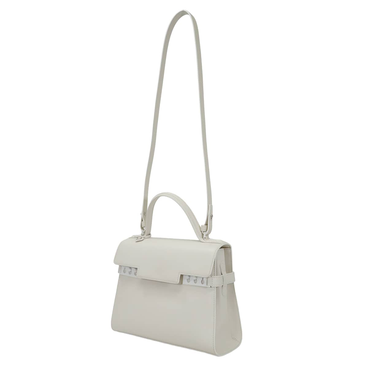 [Pre-loved] Delvaux Handbag Tempête MM Ivory calf Matte White Hardware AA0611AMF0AKSPA[LIKE NEW][Authentic]