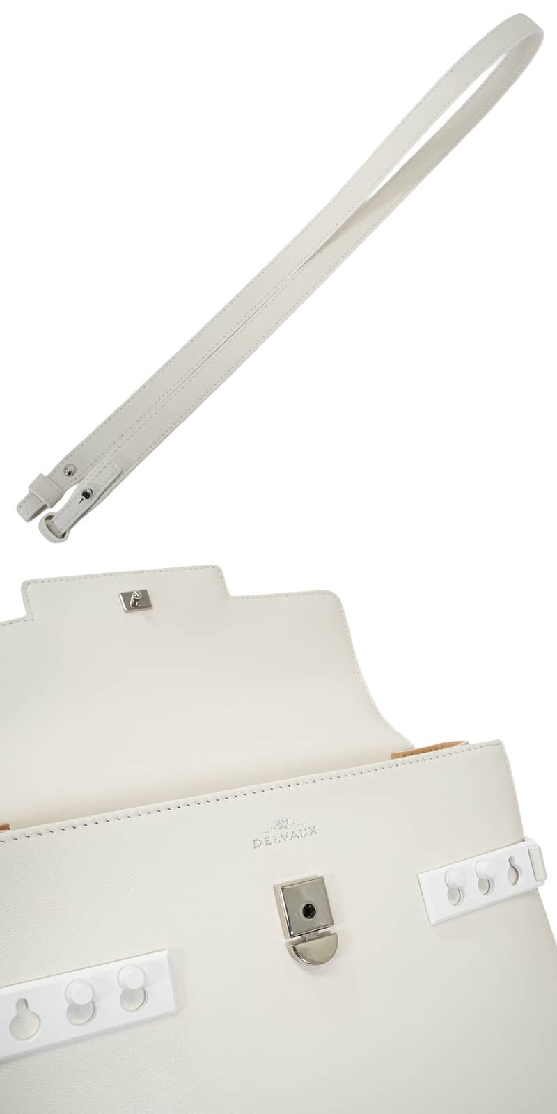 [Pre-loved] Delvaux Handbag Tempête MM Ivory calf Matte White Hardware AA0611AMF0AKSPA[LIKE NEW][Authentic]