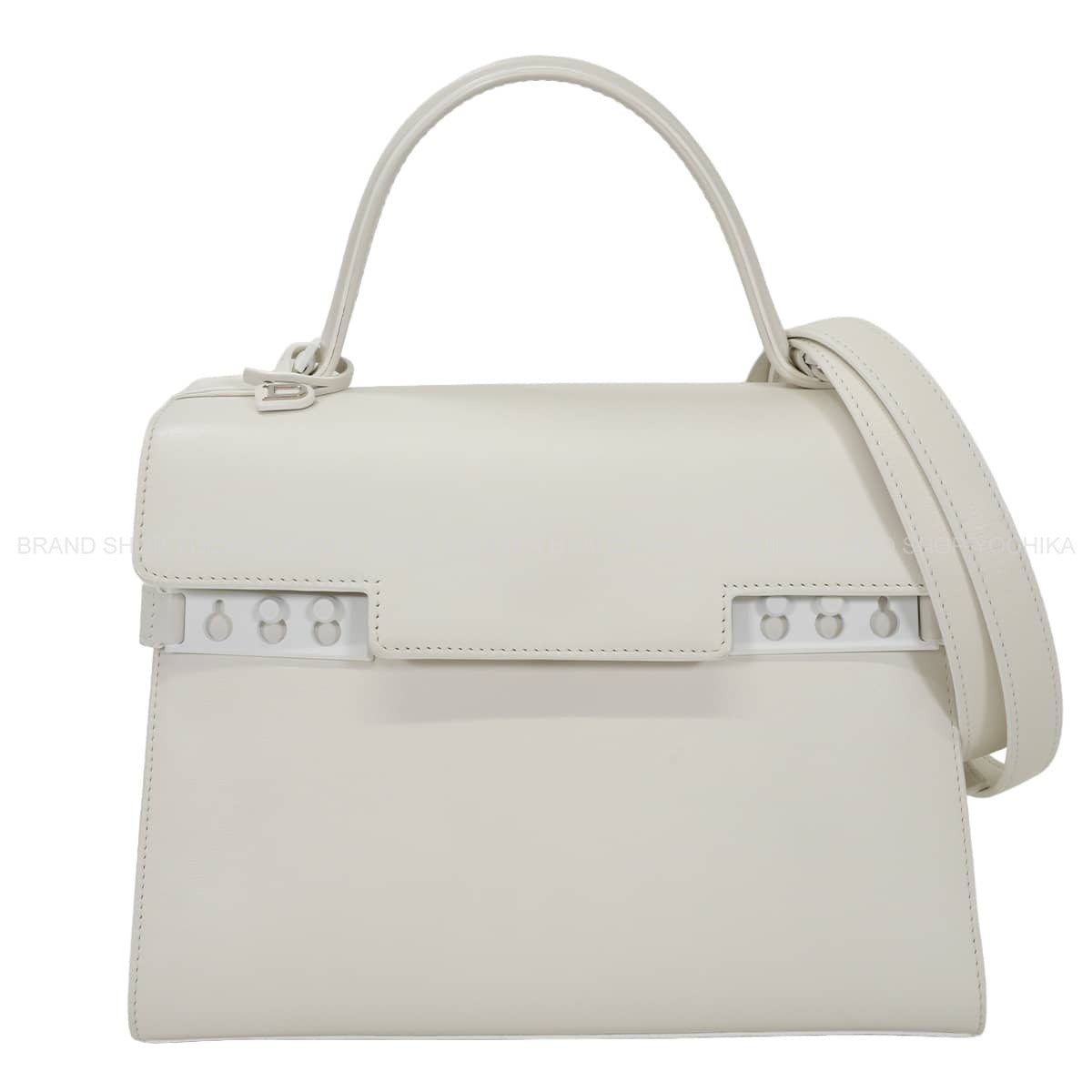 [Pre-loved] Delvaux Handbag Tempête MM Ivory calf Matte White Hardware AA0611AMF0AKSPA[LIKE NEW][Authentic]