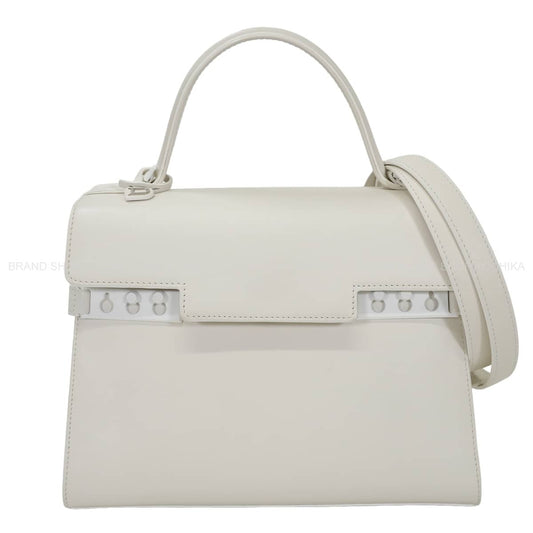 [Pre-loved] Delvaux Handbag Tempête MM Ivory calf Matte White Hardware AA0611AMF0AKSPA[LIKE NEW][Authentic]