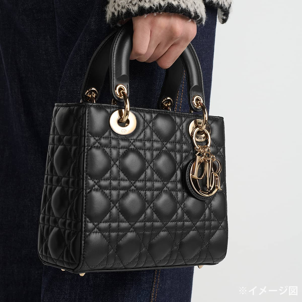[Pre-loved] Dior Handbag Lady Dior My ABC Dior Small Noir (Black) Cannage Lambskin Gold HW[LIKE NEW][Authentic]