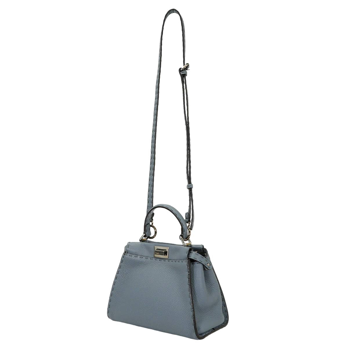 [Pre-loved] FENDI Handbag Selleria Peekaboo Shoulder BagCloud Blue/Bordeaux Calf leather Silver HW 8BN244[LIKE NEW][Authentic]