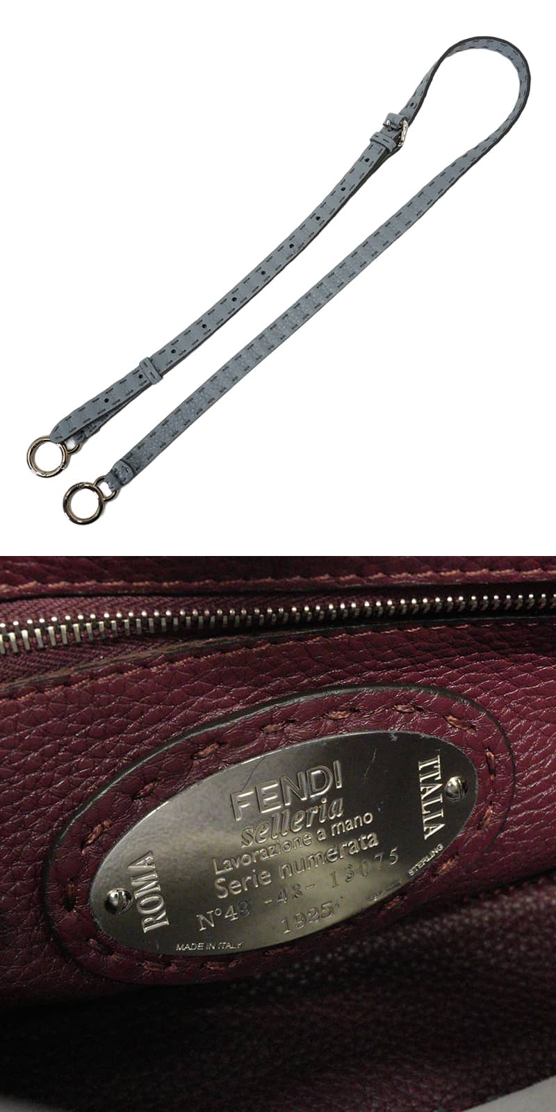 [Pre-loved] FENDI Handbag Selleria Peekaboo Shoulder BagCloud Blue/Bordeaux Calf leather Silver HW 8BN244[LIKE NEW][Authentic]