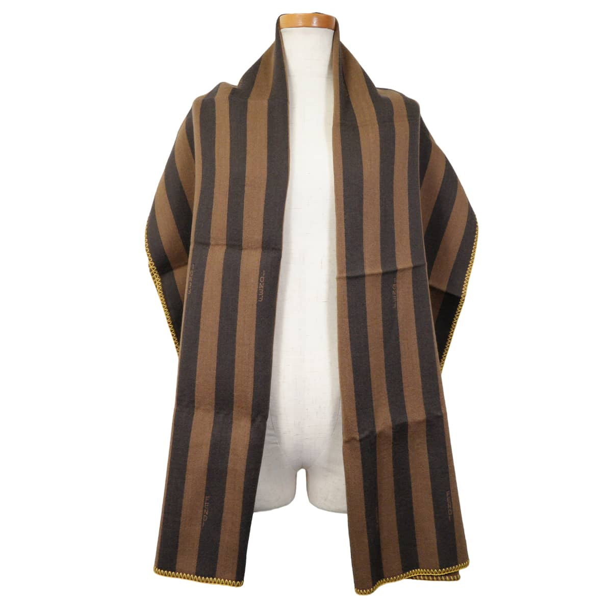 FENDI Zucca pattern blanket (novelty item) Brown/Yellow Wool/Silk[EXCELLENT][Authentic]