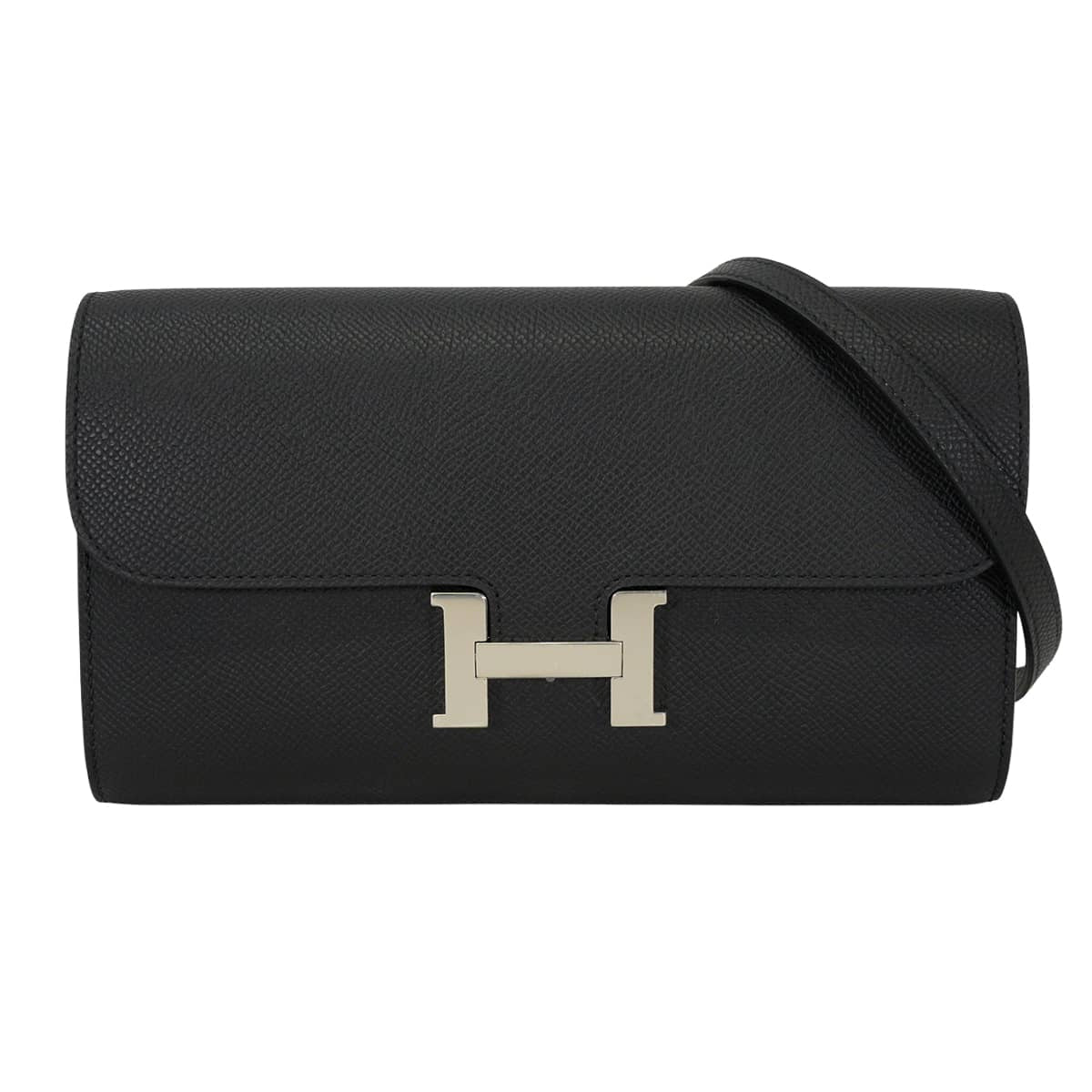 HERMES long wallet Constance Long wallet To Go Noir (Black) Veau Epsom Silver HW Stamp G[EXCELLENT][Authentic]