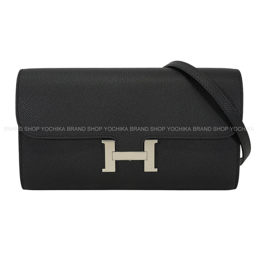 HERMES long wallet Constance Long wallet To Go Noir (Black) Veau Epsom Silver HW Stamp G[EXCELLENT][Authentic]