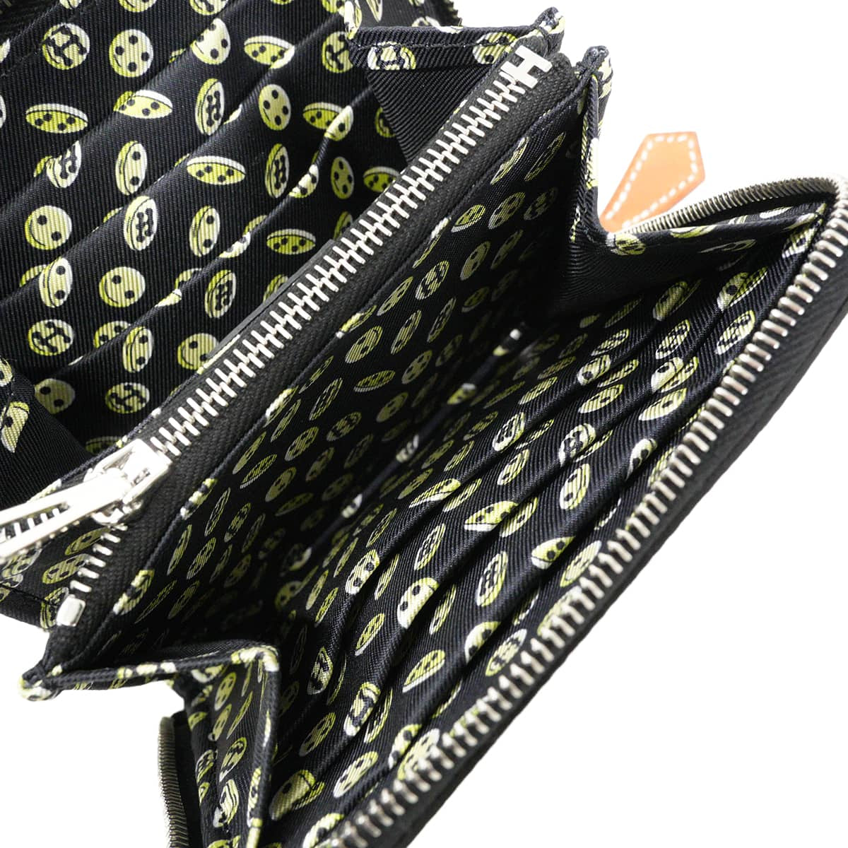 2026AW HERMES Bi-fold wallet Azap Silk'in Compact Boutons Noir (Black)/Kiwi Veau Epsom/Silk100%/Veau Barenia Silver HW Stamp G[BRAND NEW][Authentic]