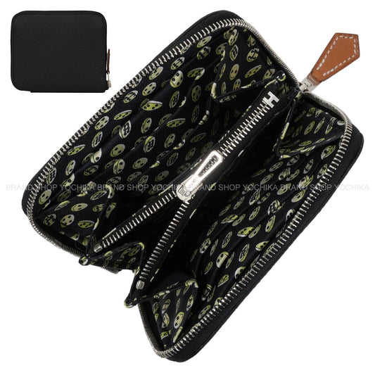 2026AW HERMES Bi-fold wallet Azap Silk'in Compact Boutons Noir (Black)/Kiwi Veau Epsom/Silk100%/Veau Barenia Silver HW Stamp G[BRAND NEW][Authentic]