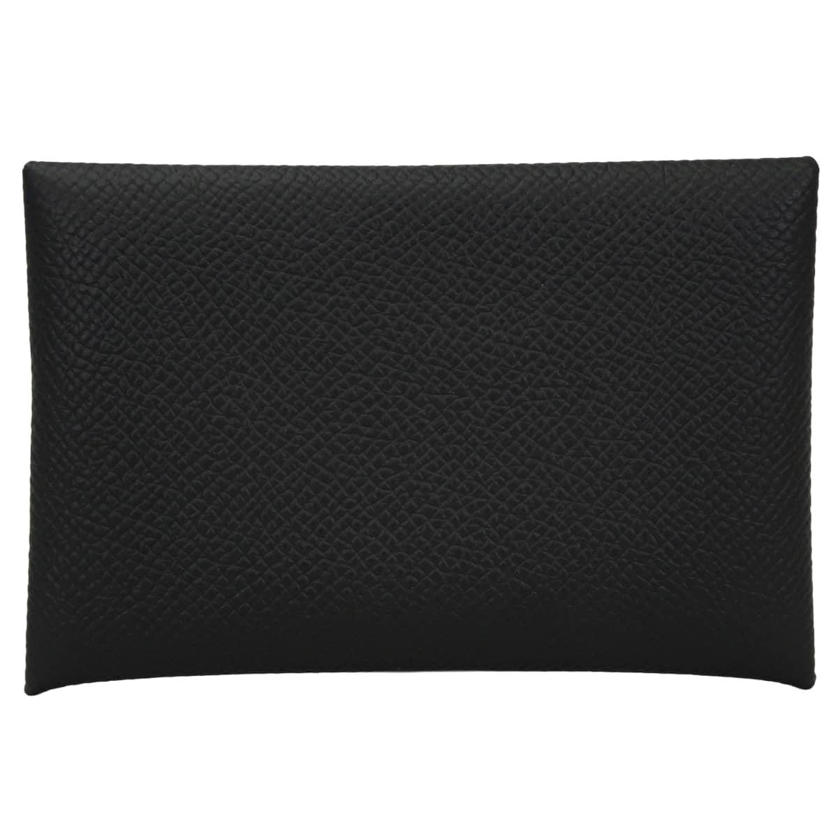 HERMES card holder Calvi Noir (Black) Veau Epsom Silver HW Stamp W[EXCELLENT][Authentic]