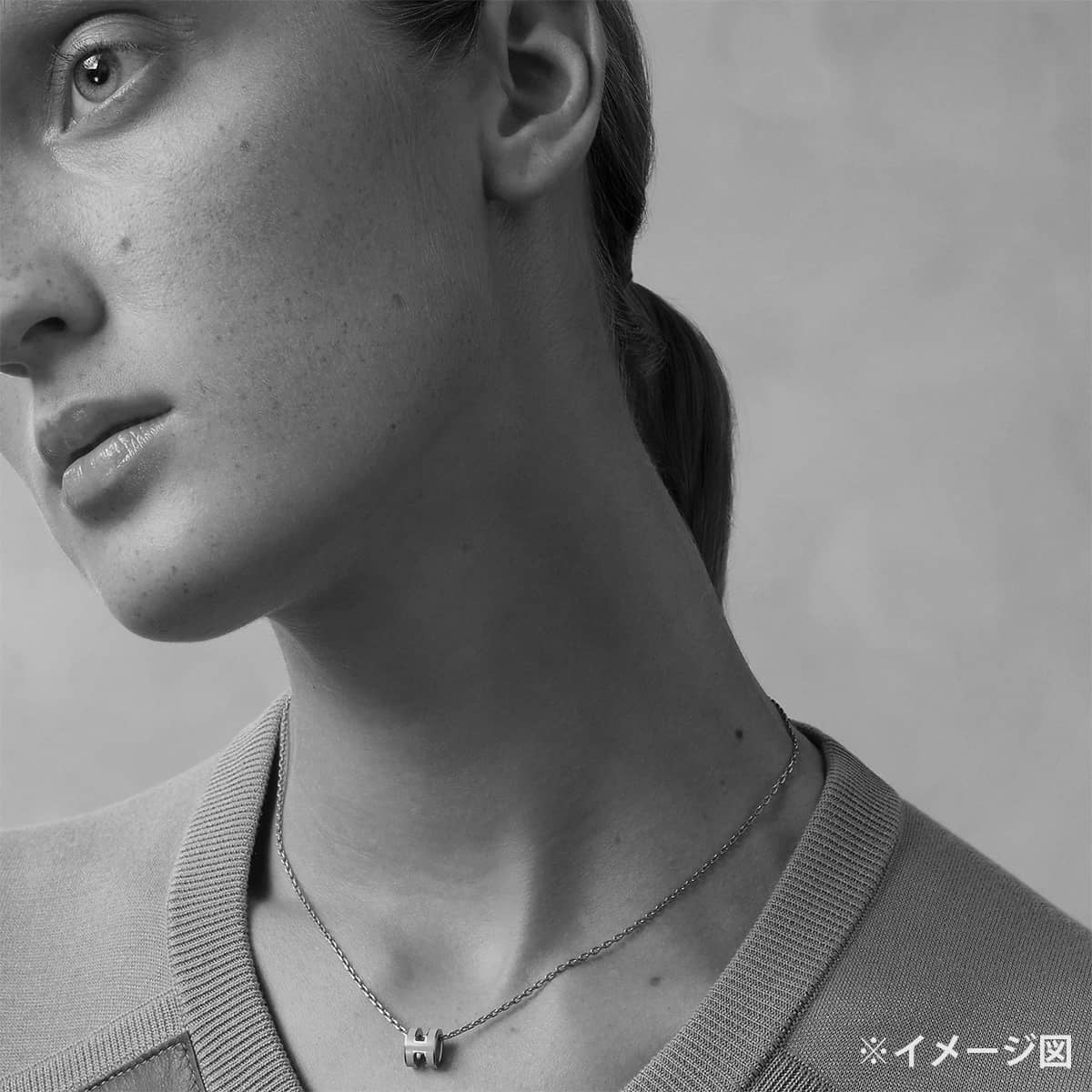 HERMES necklace Mini Pop H Pendant Blanc (White) Rose Gold plated/Lacquer[BRAND NEW][Authentic]
