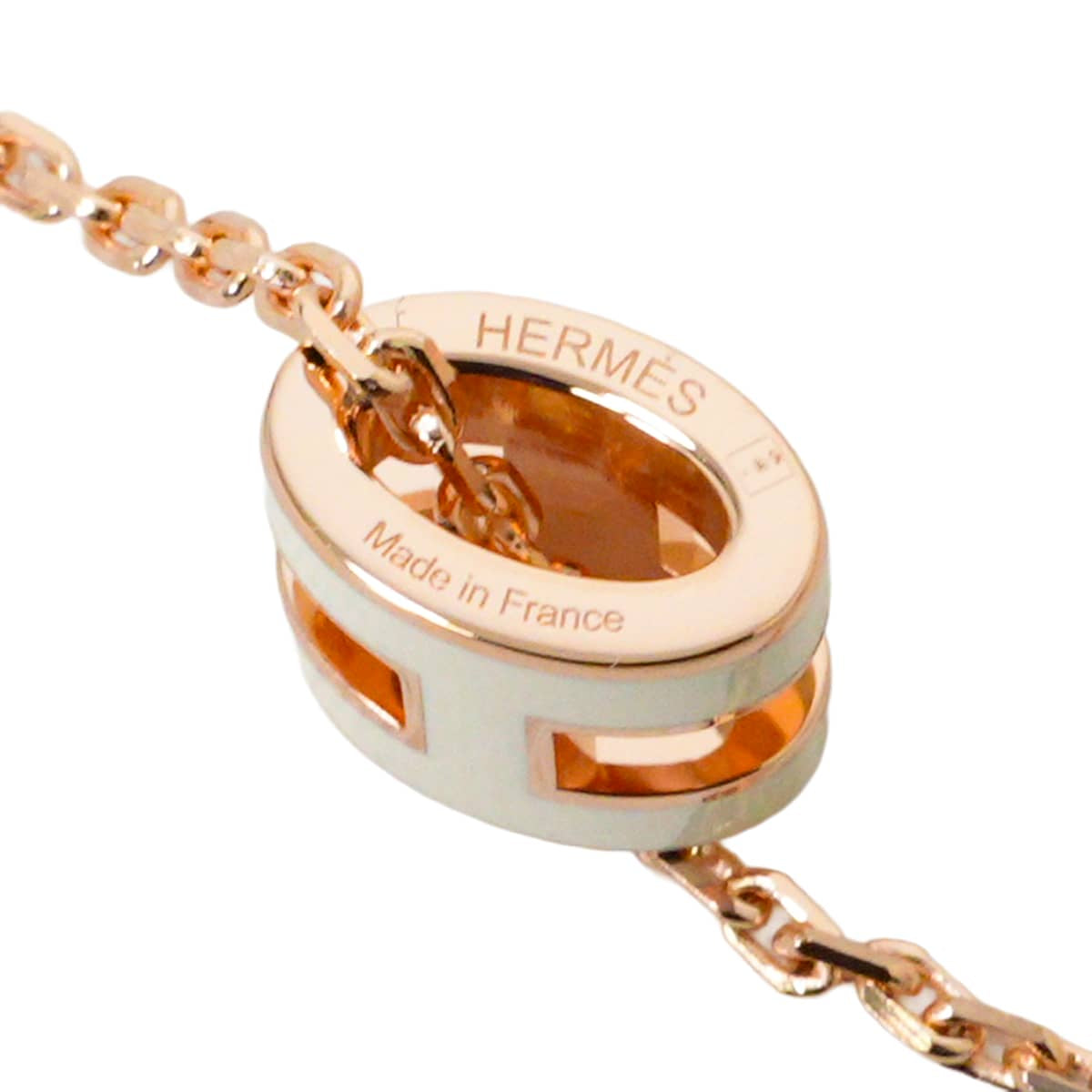 HERMES necklace Mini Pop H Pendant Blanc (White) Rose Gold plated/Lacquer[BRAND NEW][Authentic]