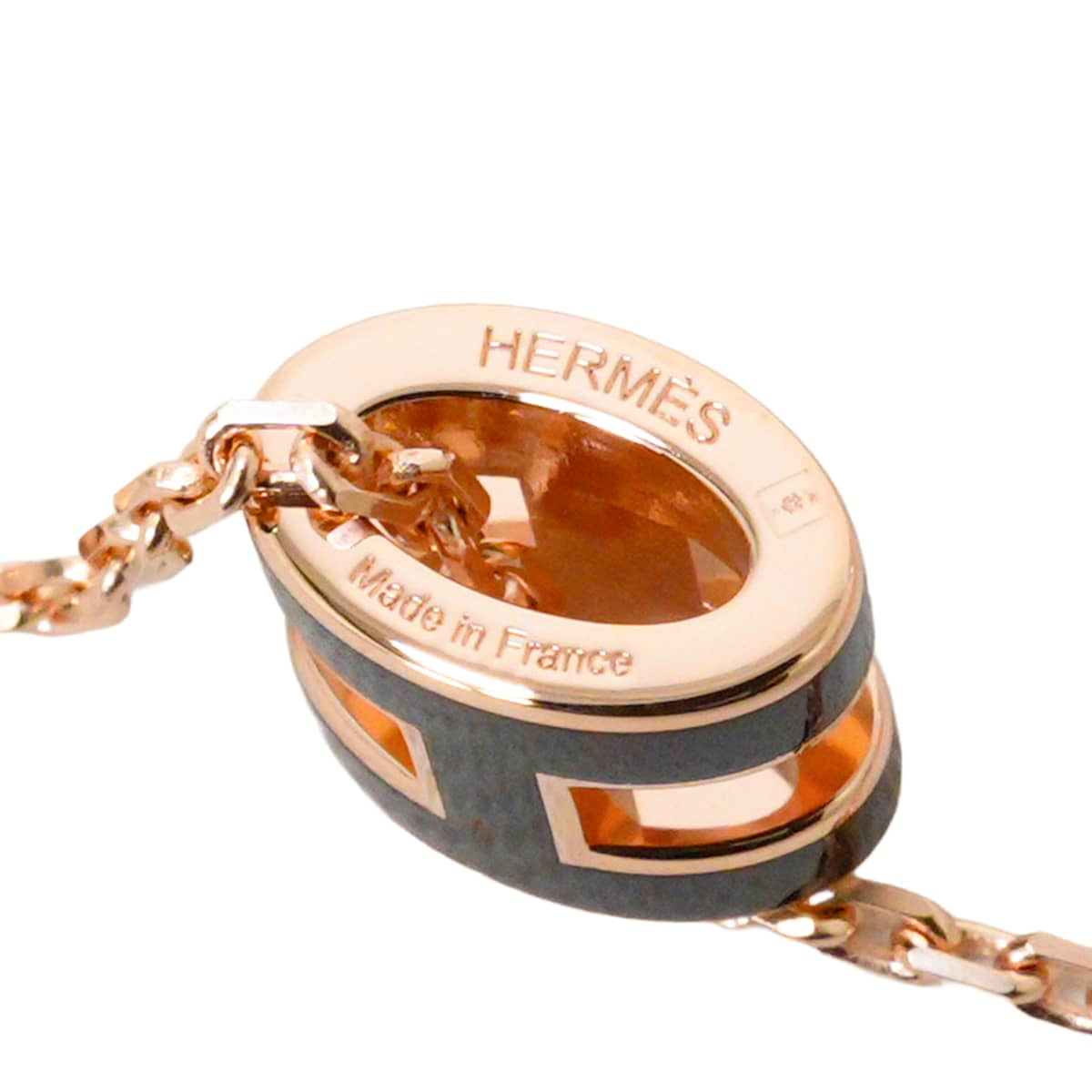 HERMES necklace Mini Pop H Pendant Noir (Black) Rose Gold plated/Lacquer[BRAND NEW][Authentic]