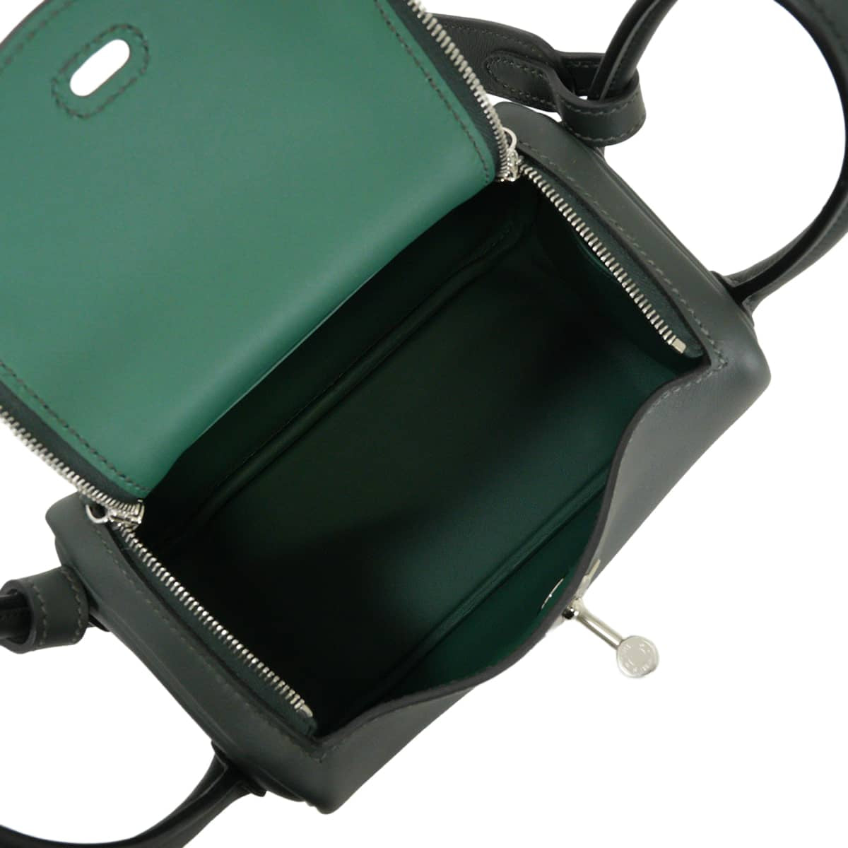 HERMES Shoulder bag Lindy mini 20 Verso Vert Mangrove/Vert Moyen Veau Swift Silver HW Stamp W[EXCELLENT][Authentic]