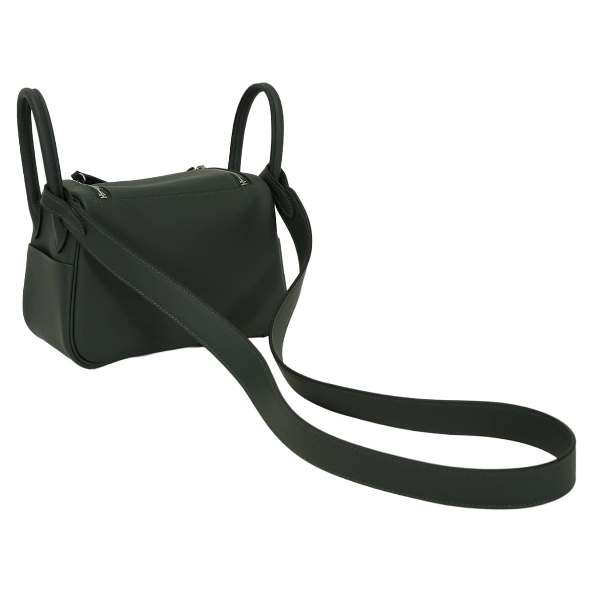 HERMES Shoulder bag Lindy mini 20 Verso Vert Mangrove/Vert Moyen Veau Swift Silver HW Stamp W[EXCELLENT][Authentic]
