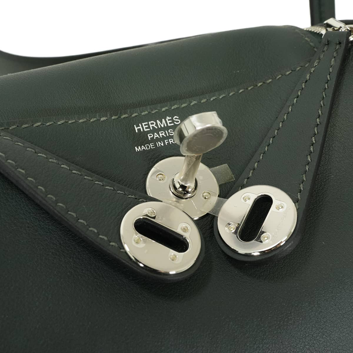 HERMES Shoulder bag Lindy mini 20 Verso Vert Mangrove/Vert Moyen Veau Swift Silver HW Stamp W[EXCELLENT][Authentic]