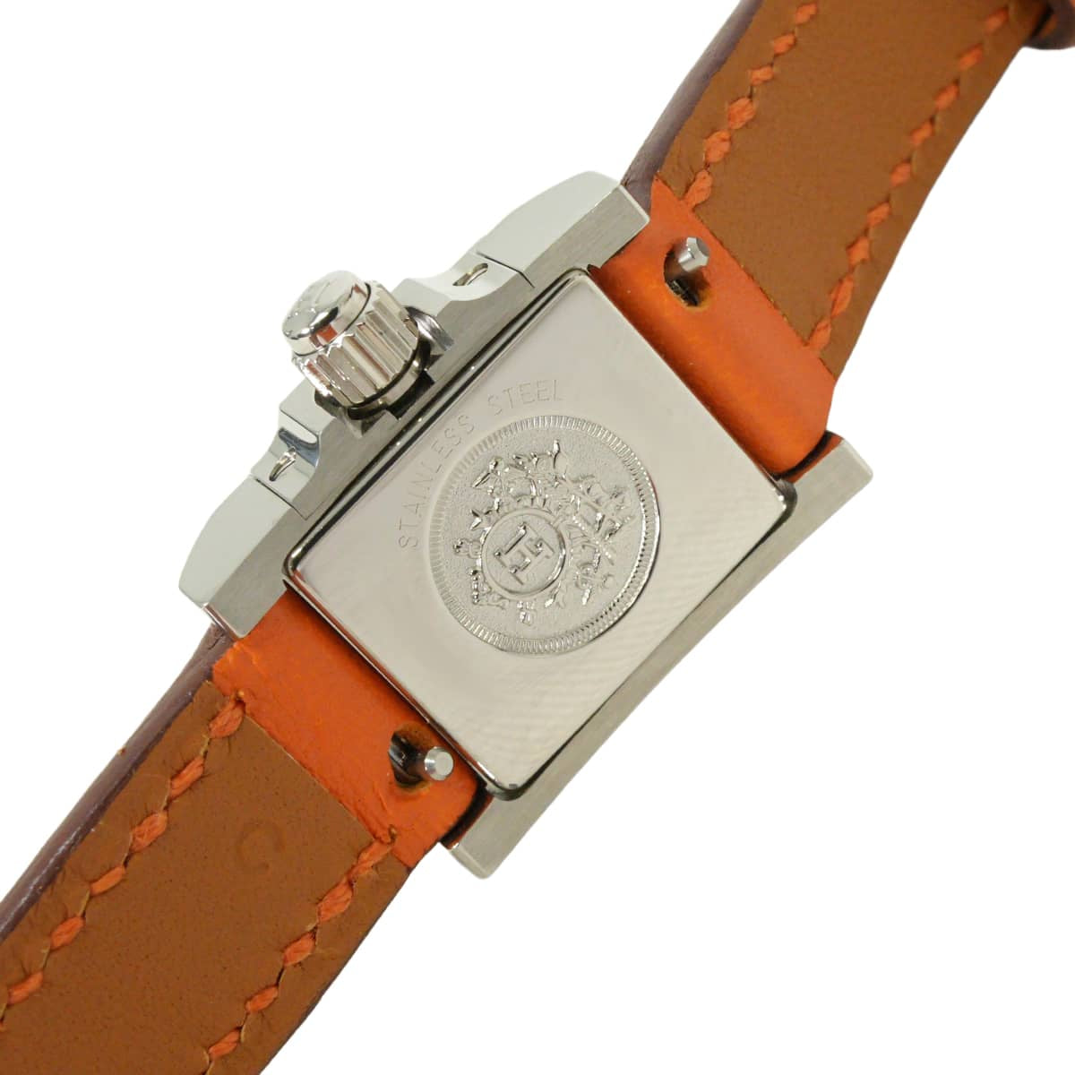 HERMES Watches Medor Triple Tour ME2.110 Orange Veau Swift Silver HW Stamp C[EXCELLENT][Authentic]