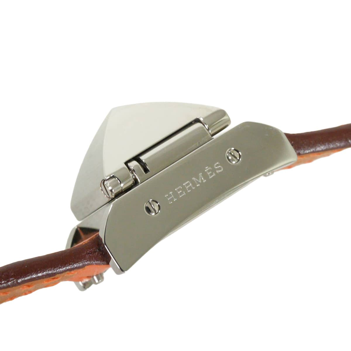 HERMES Watches Medor Triple Tour ME2.110 Orange Veau Swift Silver HW Stamp C[EXCELLENT][Authentic]