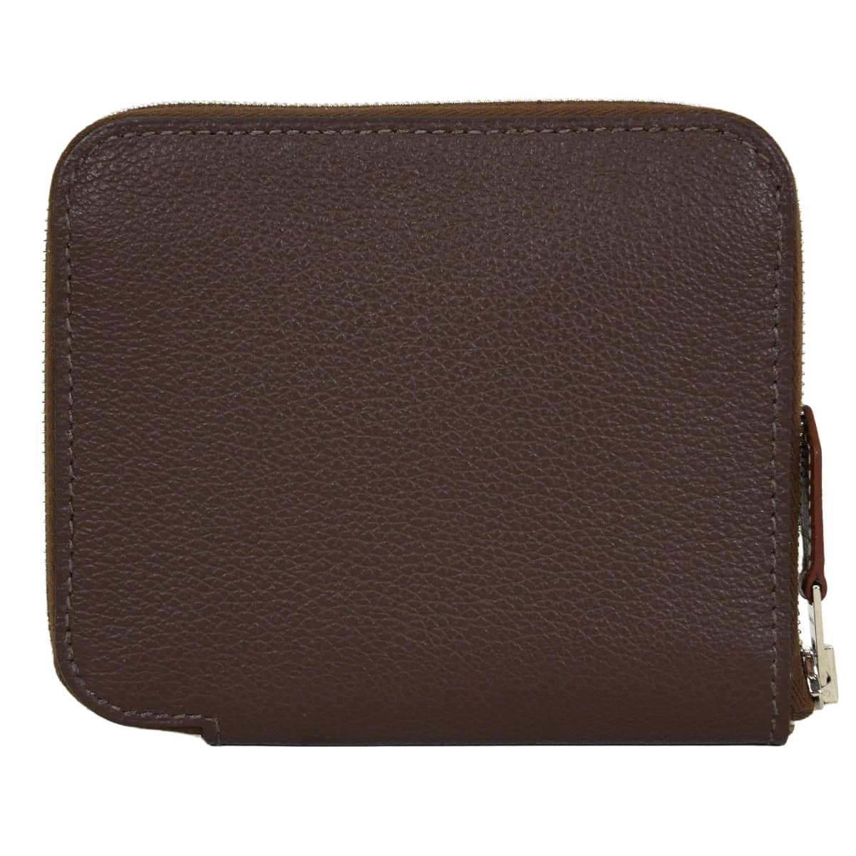 HERMES Bi-fold wallet Azap Silk'in Compact Hermes Electric Moka/Vert Yucca Evercolor/Silk100%/Veau Barenia Silver HW Stamp B[EXCELLENT][Authentic]