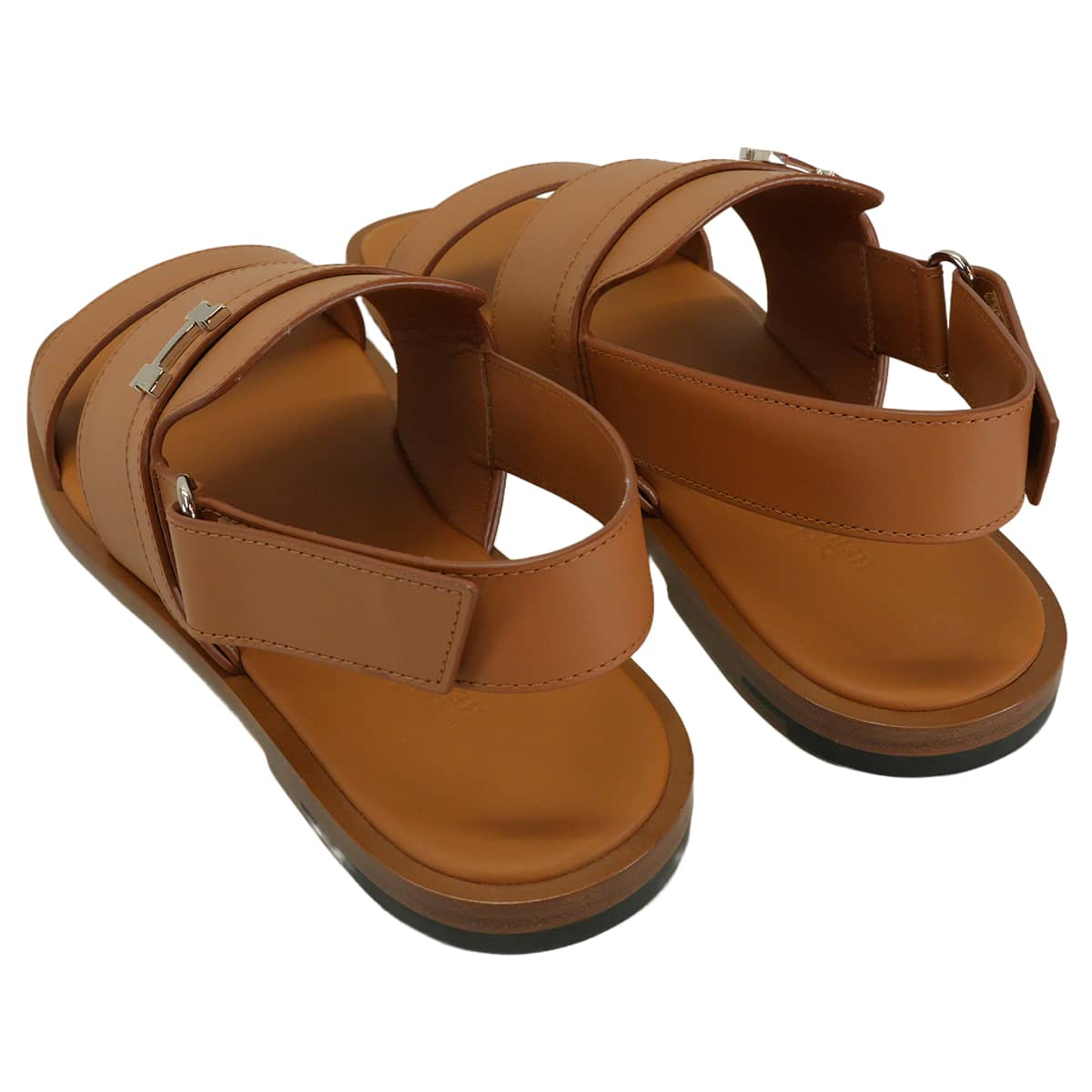 HERMES sandals Men's Joan Gold calf #41 Silver HW[EXCELLENT][Authentic]