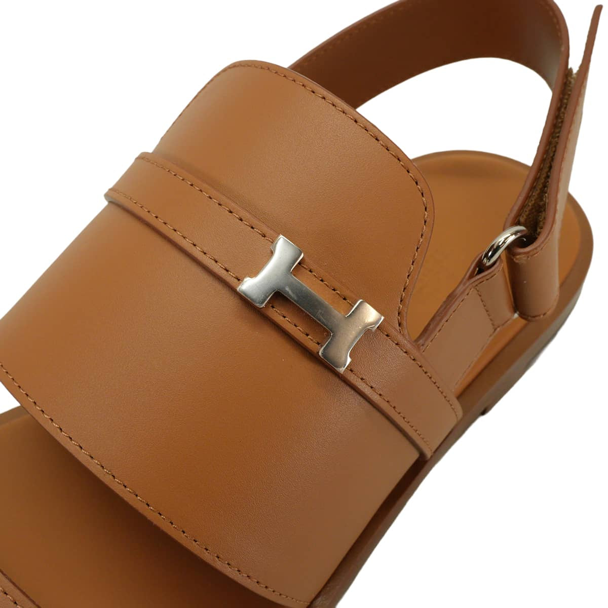 HERMES sandals Men's Joan Gold calf #41 Silver HW[EXCELLENT][Authentic]