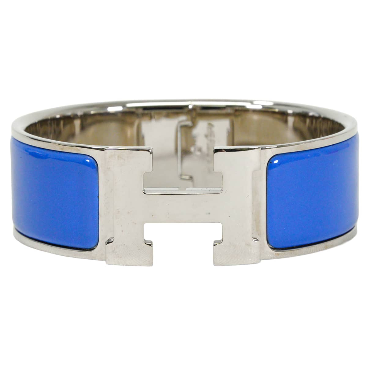 [Pre-loved] HERMES bracelet Clic Clac H PM Bleu Royal Silver plated[LIKE NEW][Authentic]