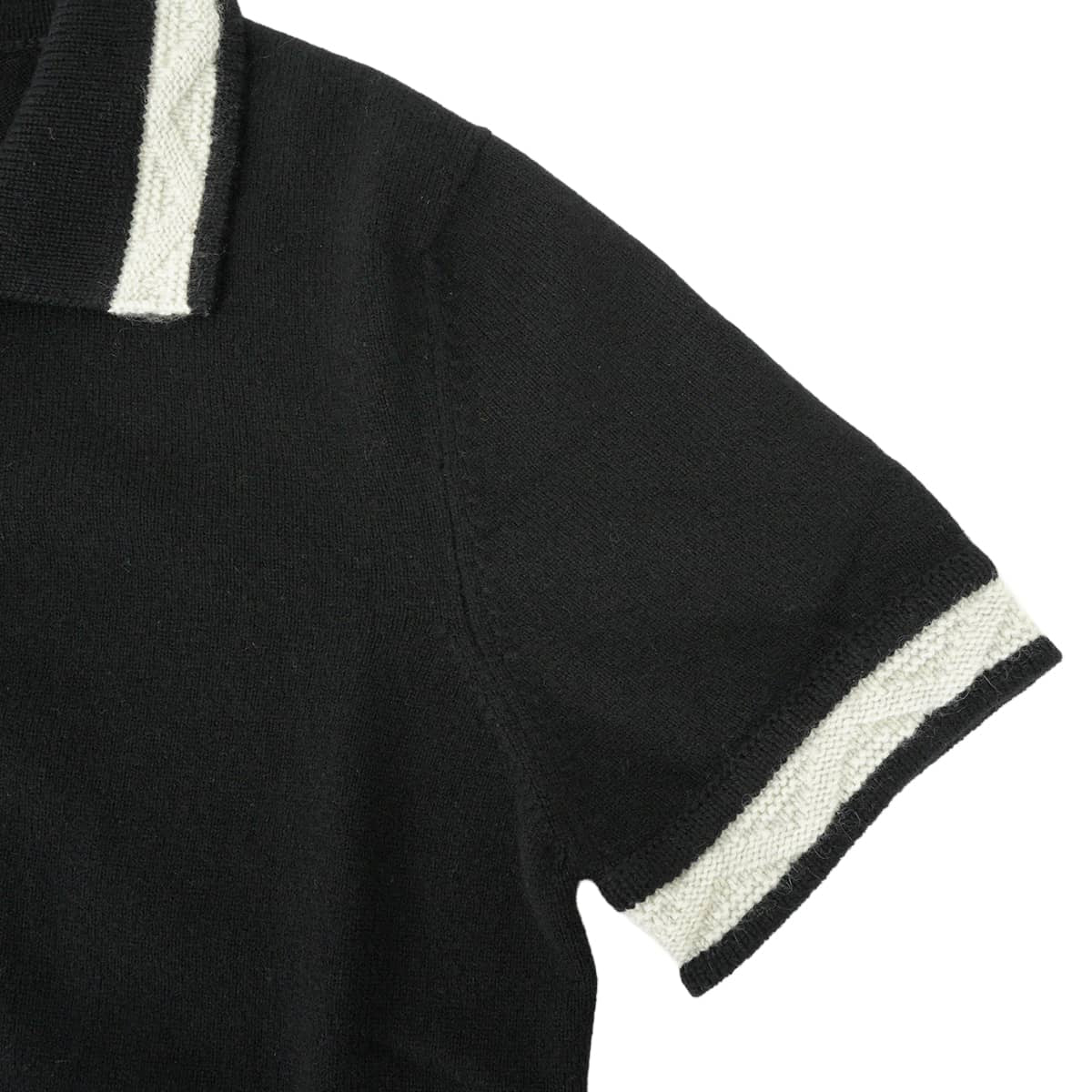 [Pre-loved] CHANEL Polo shirt Short-sleeved Polo shirt COCO Mark Noir (Black)/Grey Cashmere #34 P24422[LIKE NEW][Authentic]