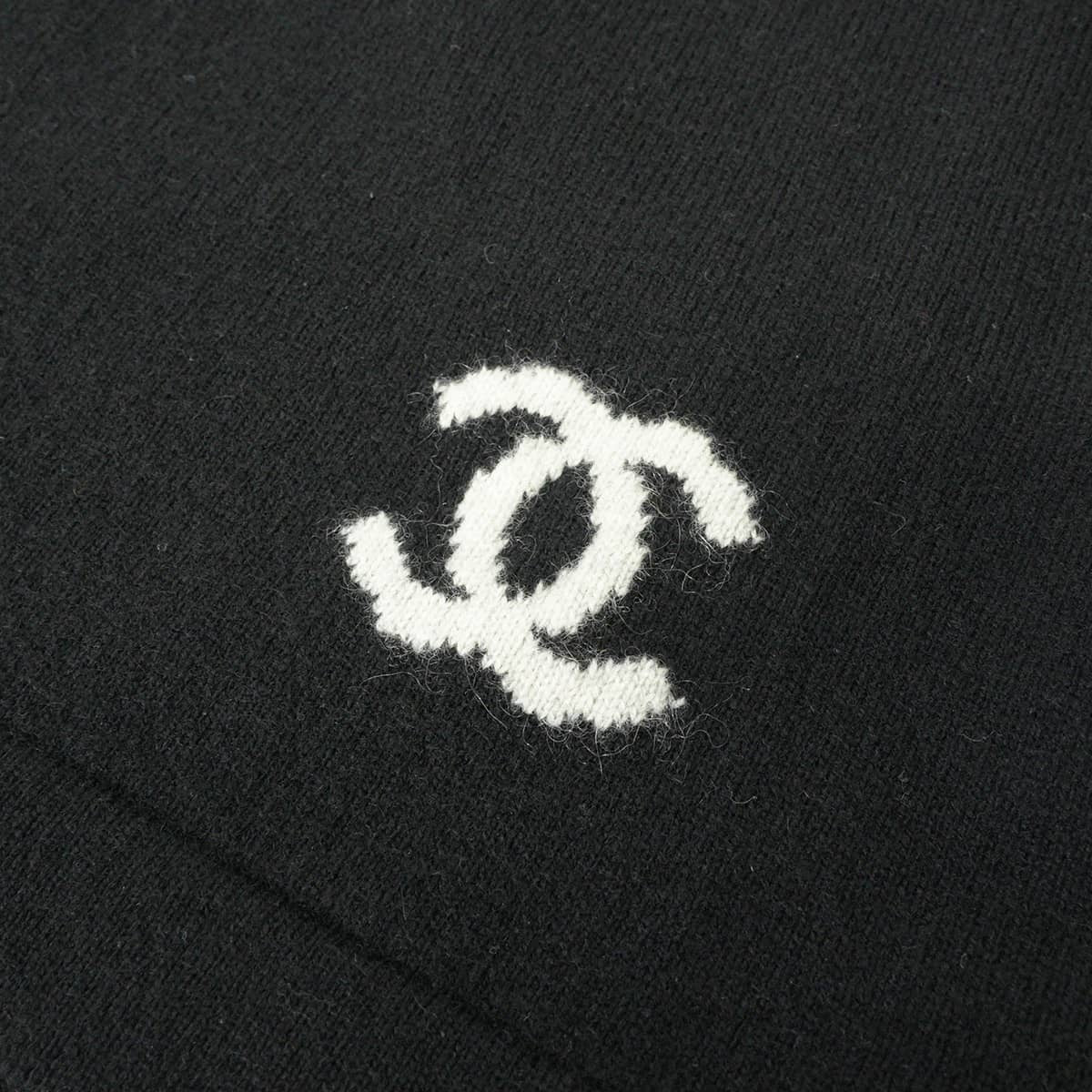 [Pre-loved] CHANEL Polo shirt Short-sleeved Polo shirt COCO Mark Noir (Black)/Grey Cashmere #34 P24422[LIKE NEW][Authentic]