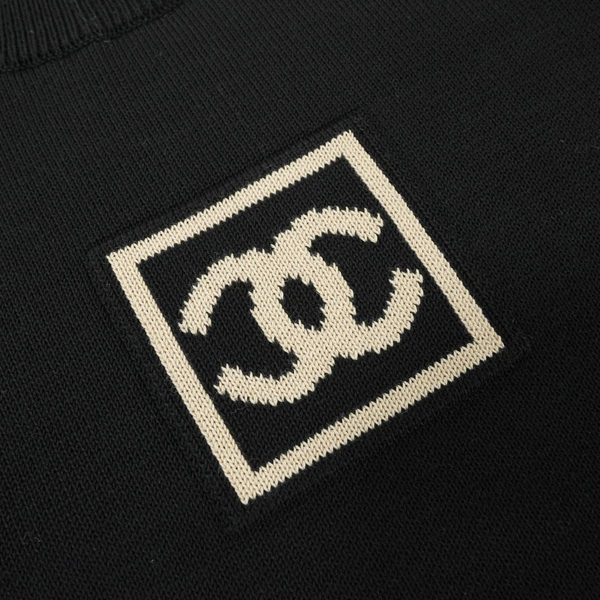 [Pre-loved] 2003AW CHANEL Short sleeve shirt Sports line short-sleeved COCO Mark Noir (Black)/Blanc (White) Cotton #36 P21671[USED SA][Authentic]