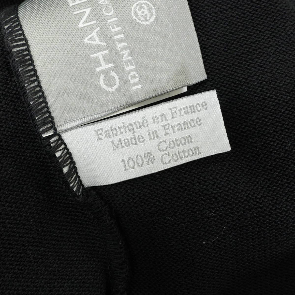 [Pre-loved] 2003AW CHANEL Short sleeve shirt Sports line short-sleeved COCO Mark Noir (Black)/Blanc (White) Cotton #36 P21671[USED SA][Authentic]
