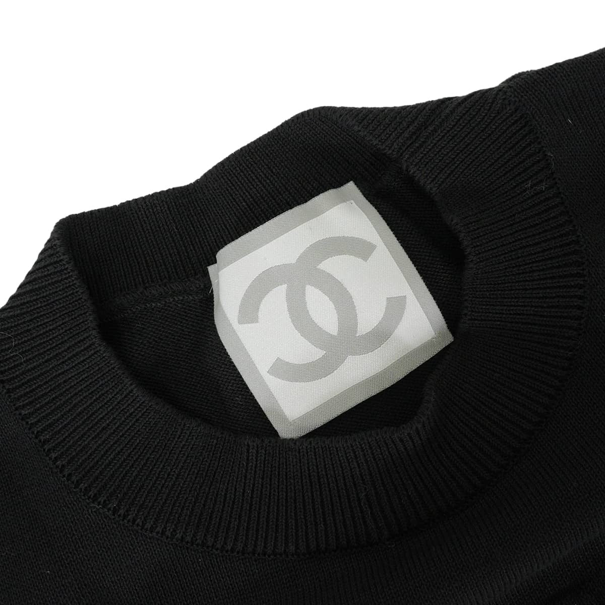 [Pre-loved] 2003AW CHANEL Short sleeve shirt Sports line short-sleeved COCO Mark Noir (Black)/Blanc (White) Cotton #36 P21671[USED SA][Authentic]