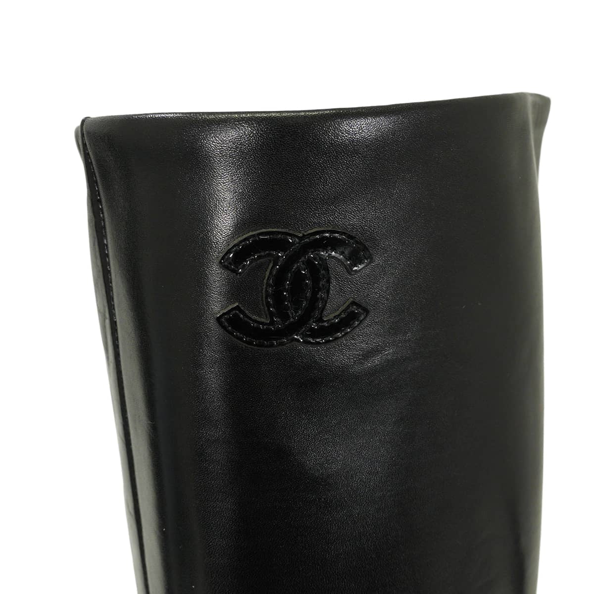 CHANEL boots Long boots Heels COCO Mark Noir (Black)/Blanc (White) Calfskin[EXCELLENT][Authentic]