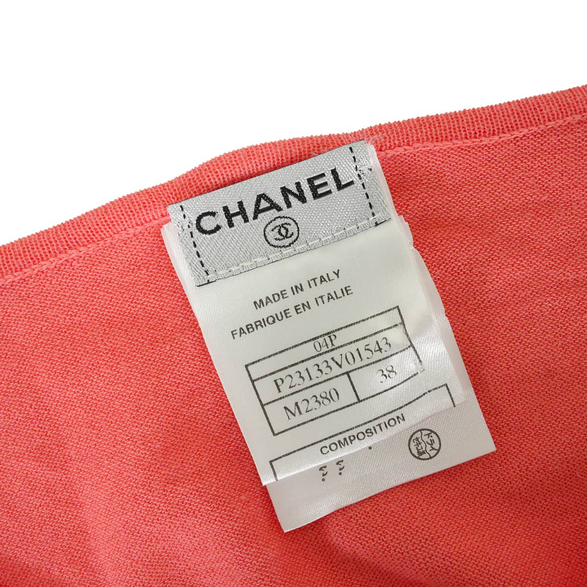 [Pre-loved] 2004SS CHANEL Knit Short-sleeved tops Logo Pink Cotton #38 P23133[LIKE NEW][Authentic]